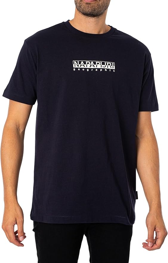 Napapijri Mens Box Logo T-Shirt Blue Marine