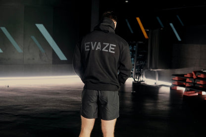 Deep Black Evaze Heavyweight Unisex Hoodie.