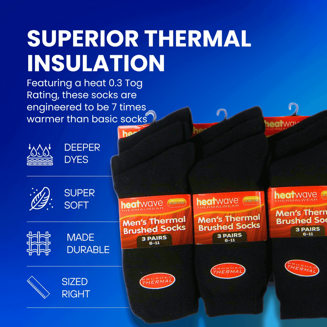 Heatwave Thermalwear 24 Pairs Mens Black Thermal Socks