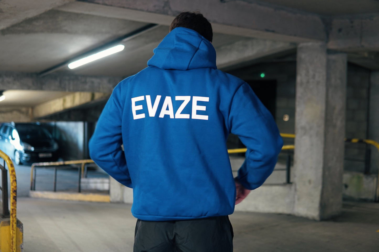 Blue Evaze Heavyweight Unisex Hoodie.