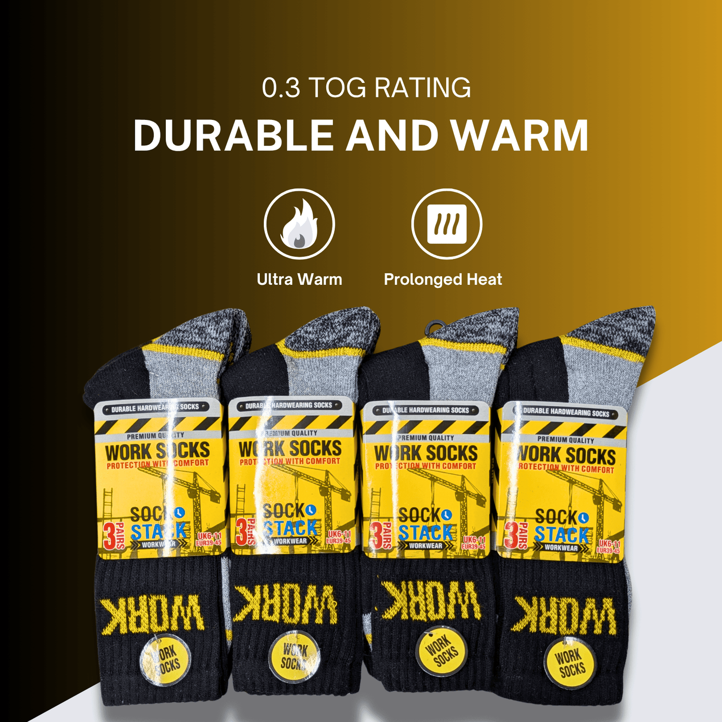 Sock Stack 24 Pairs Mens Heavy Duty Work Socks
