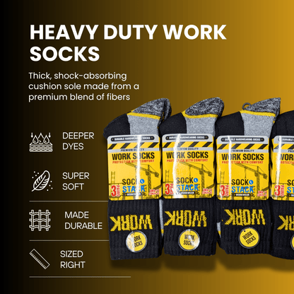 Sock Stack 24 Pairs Mens Heavy Duty Work Socks