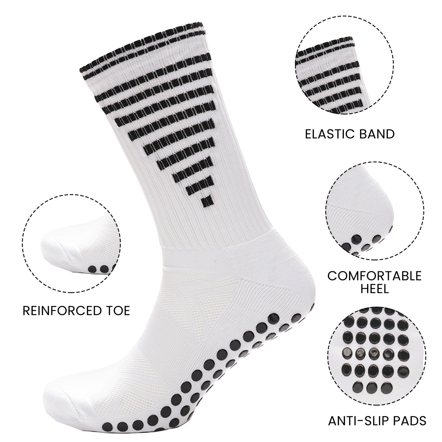 Sock Stack 3 Pairs Mens White Grip Socks