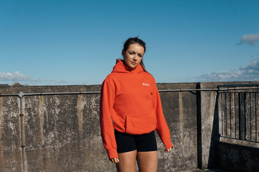 Red Evaze Heavyweight Unisex Hoodie.