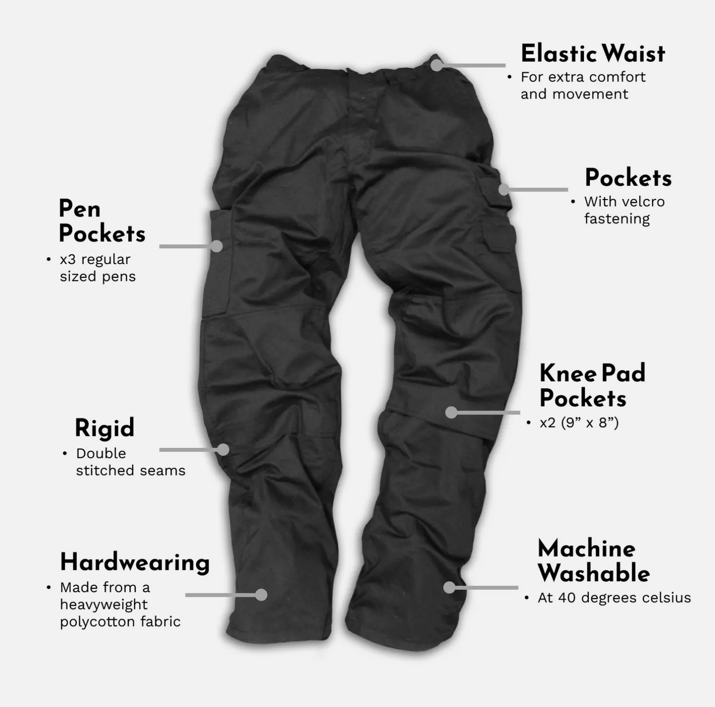 Goldstar Men's Cargo Combat Work Trousers with Knee Pad Pockets