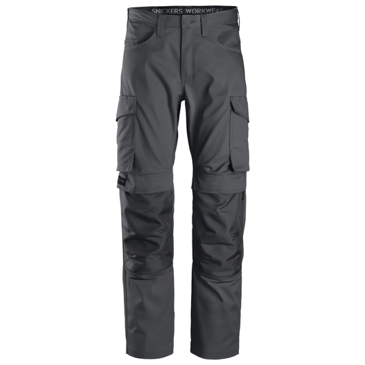 Snickers 6801 Service Trousers + Knee Pockets Steel Gre, Waist 33" Leg 32"-Snickers 48